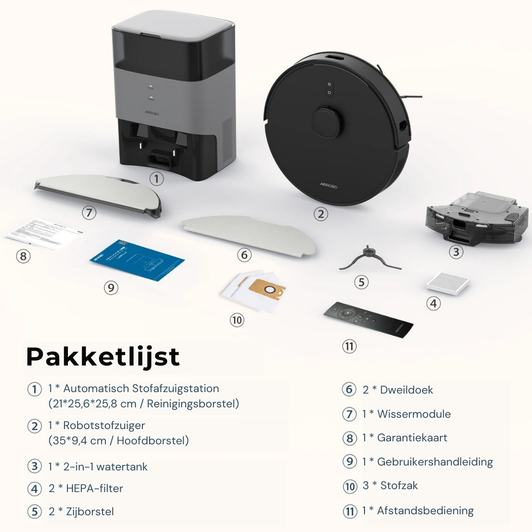 Airrobo T20 Robotstofzuiger met Dweilfunctie - Leeghaalstation -Robotmeester