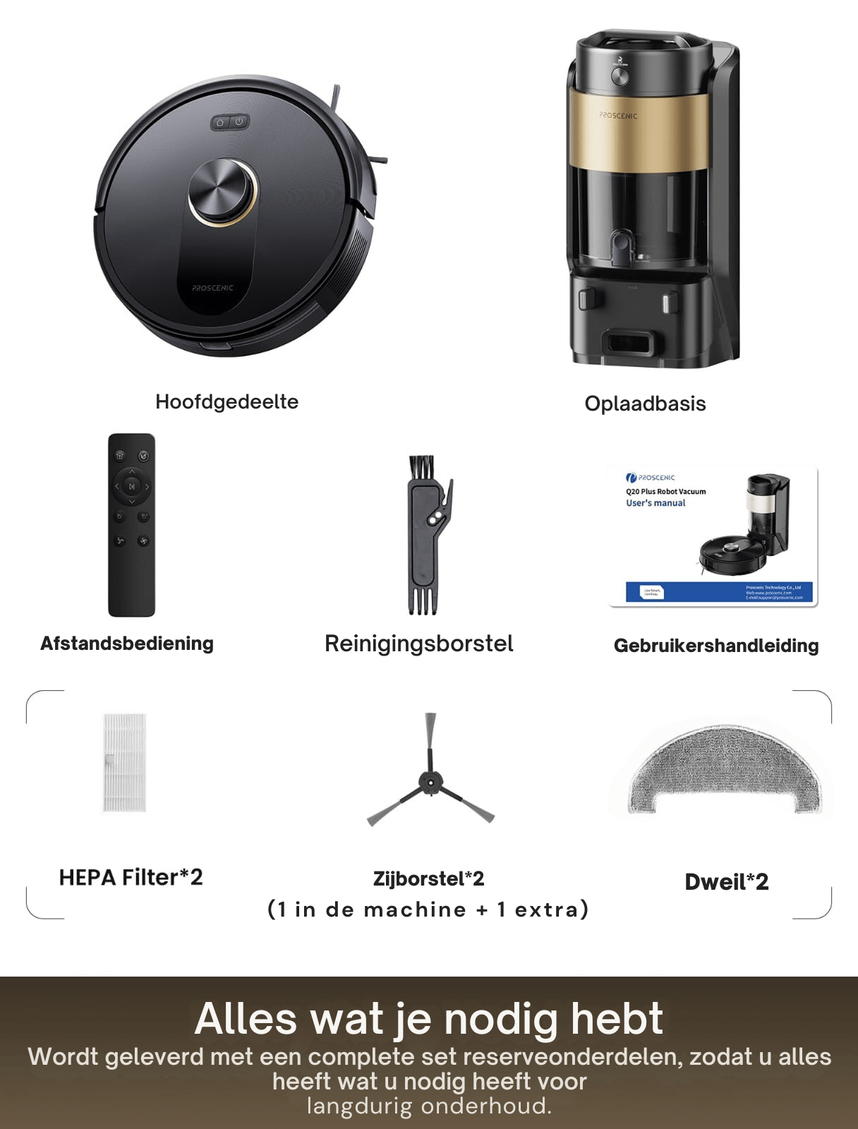 Proscenic Q20 Plus robotstofzuiger, automatische leegloop - Robotmeester