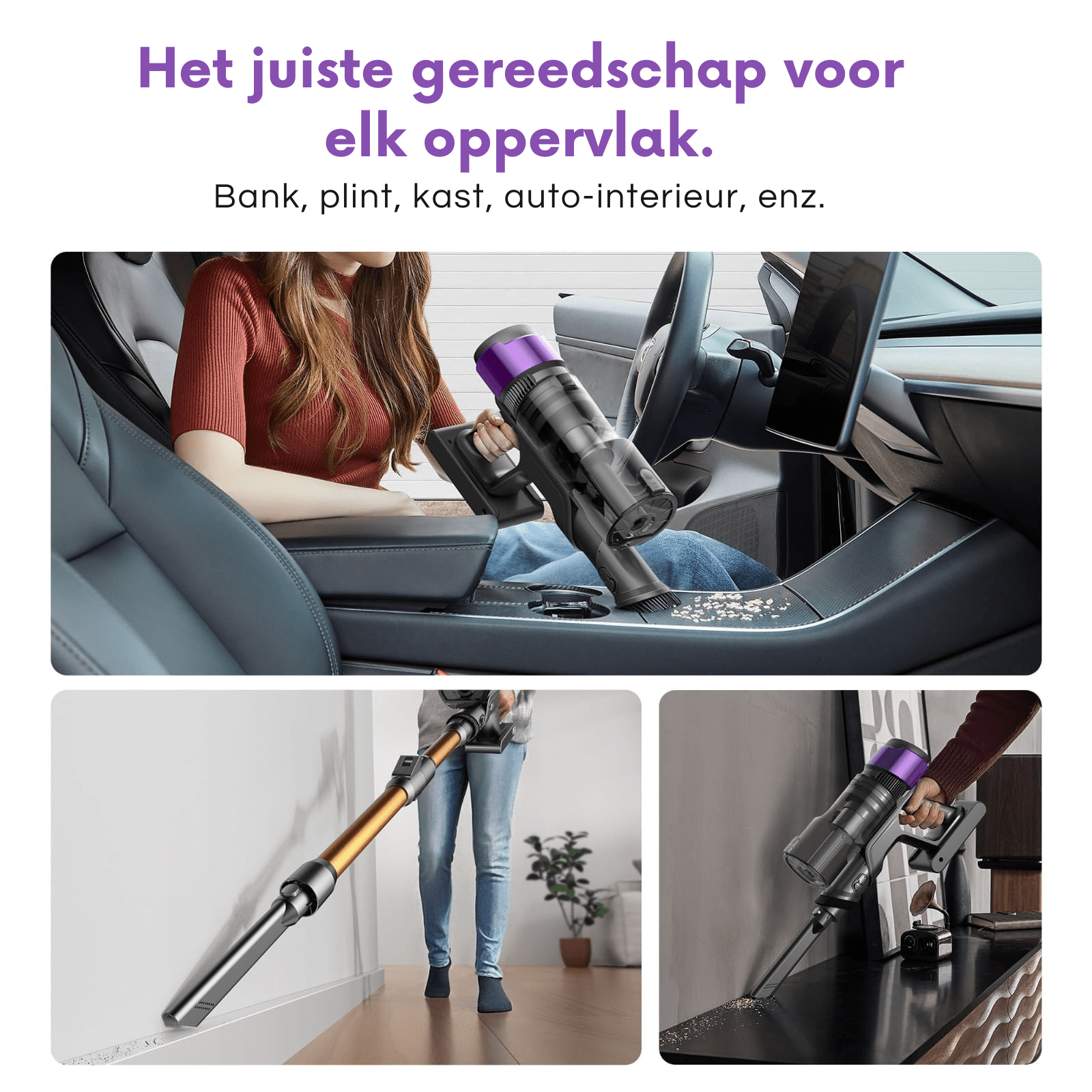 Ultenic U20 draadloze stofzuiger met 600W zuigkracht en een gebruiksduur van 60 minuten. - Zijaanzicht en design details