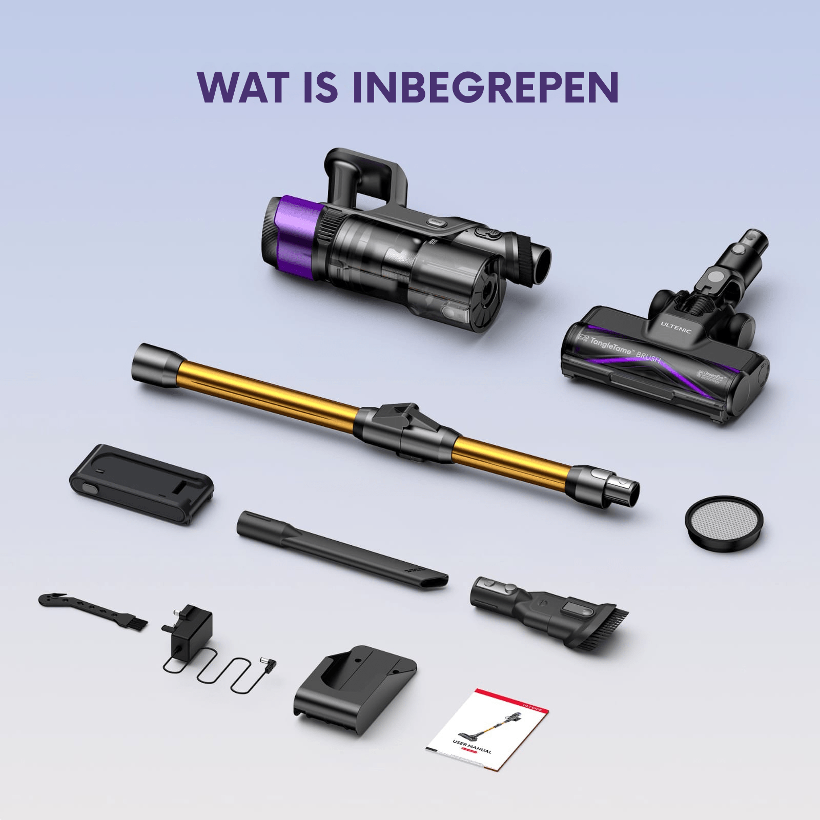Ultenic U20 draadloze stofzuiger met 600W zuigkracht en een gebruiksduur van 60 minuten. - Zijaanzicht en design details