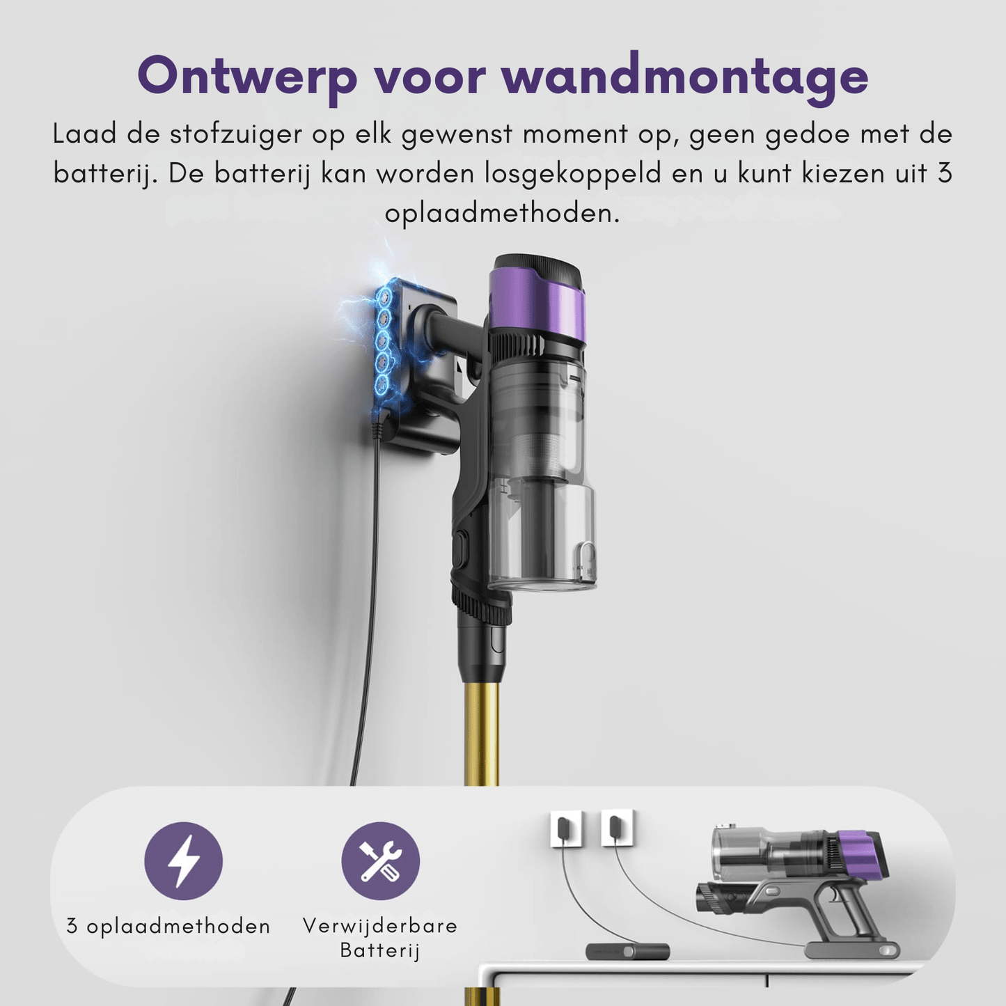 Ultenic U20 draadloze stofzuiger met 600W zuigkracht en een gebruiksduur van 60 minuten. - Lifestyle afbeelding
