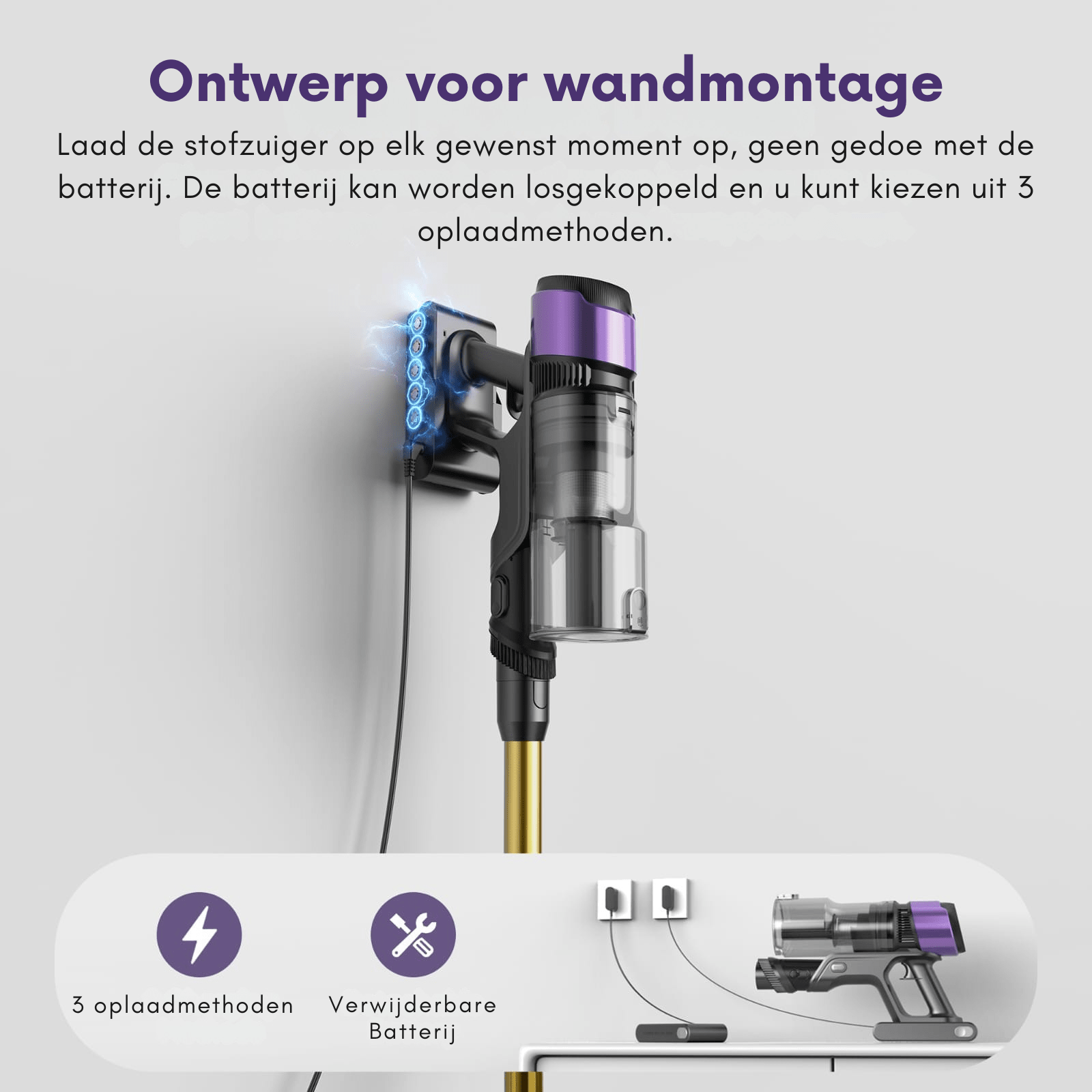 Ultenic U20 draadloze stofzuiger met 600W zuigkracht en een gebruiksduur van 60 minuten. - Lifestyle afbeelding