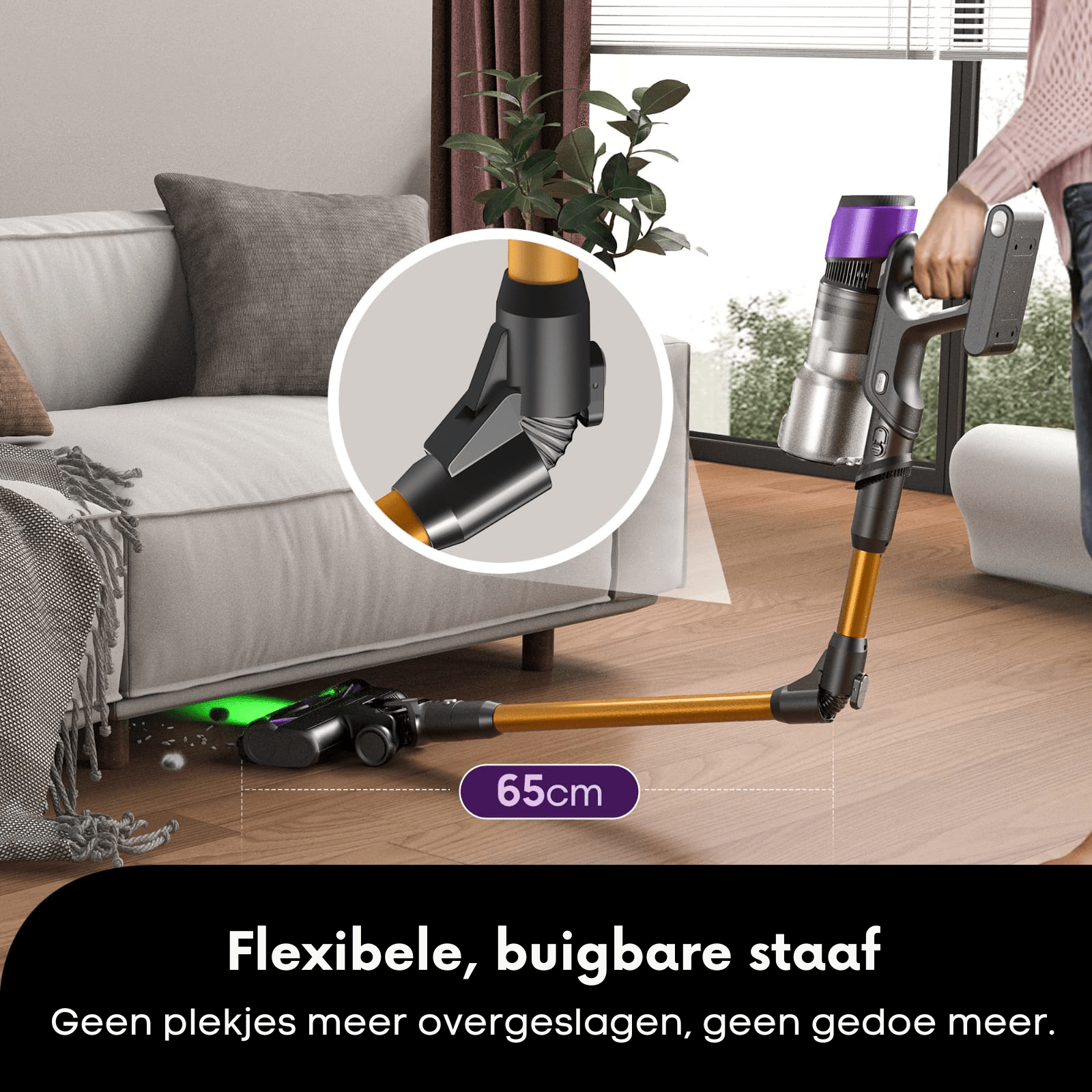 Ultenic U20 draadloze stofzuiger met 600W zuigkracht en een gebruiksduur van 60 minuten. - Afstandsbediening en bediening