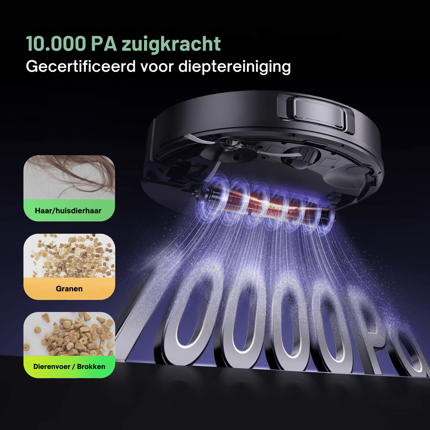 Vactidy Cleanova W15 Robot Vacuum 10000 Pa, LiDAR, Self - Empty - Robotmeester