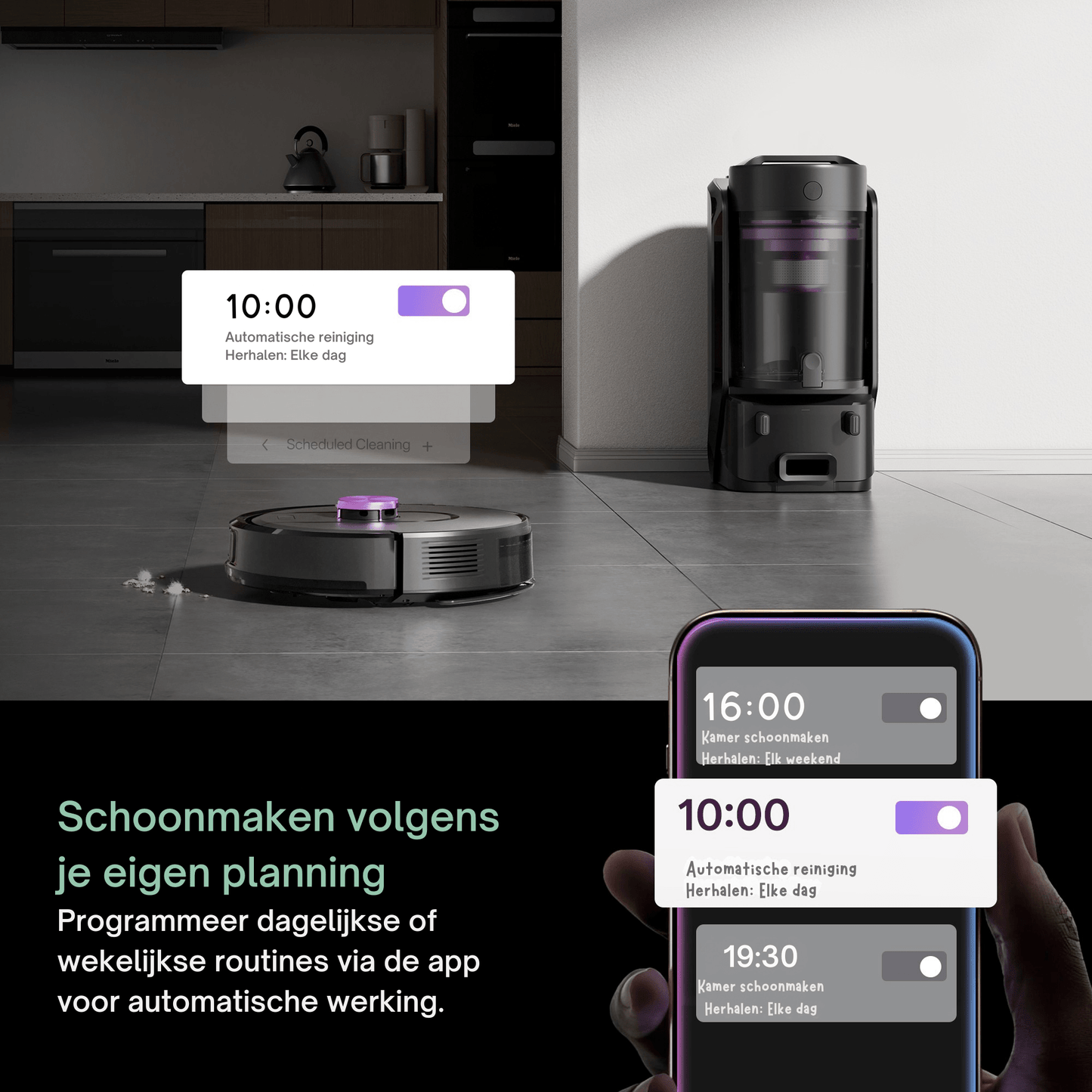 Vactidy Cleanova W15 Robot Vacuum 10000 Pa, LiDAR, Self - Empty - Robotmeester