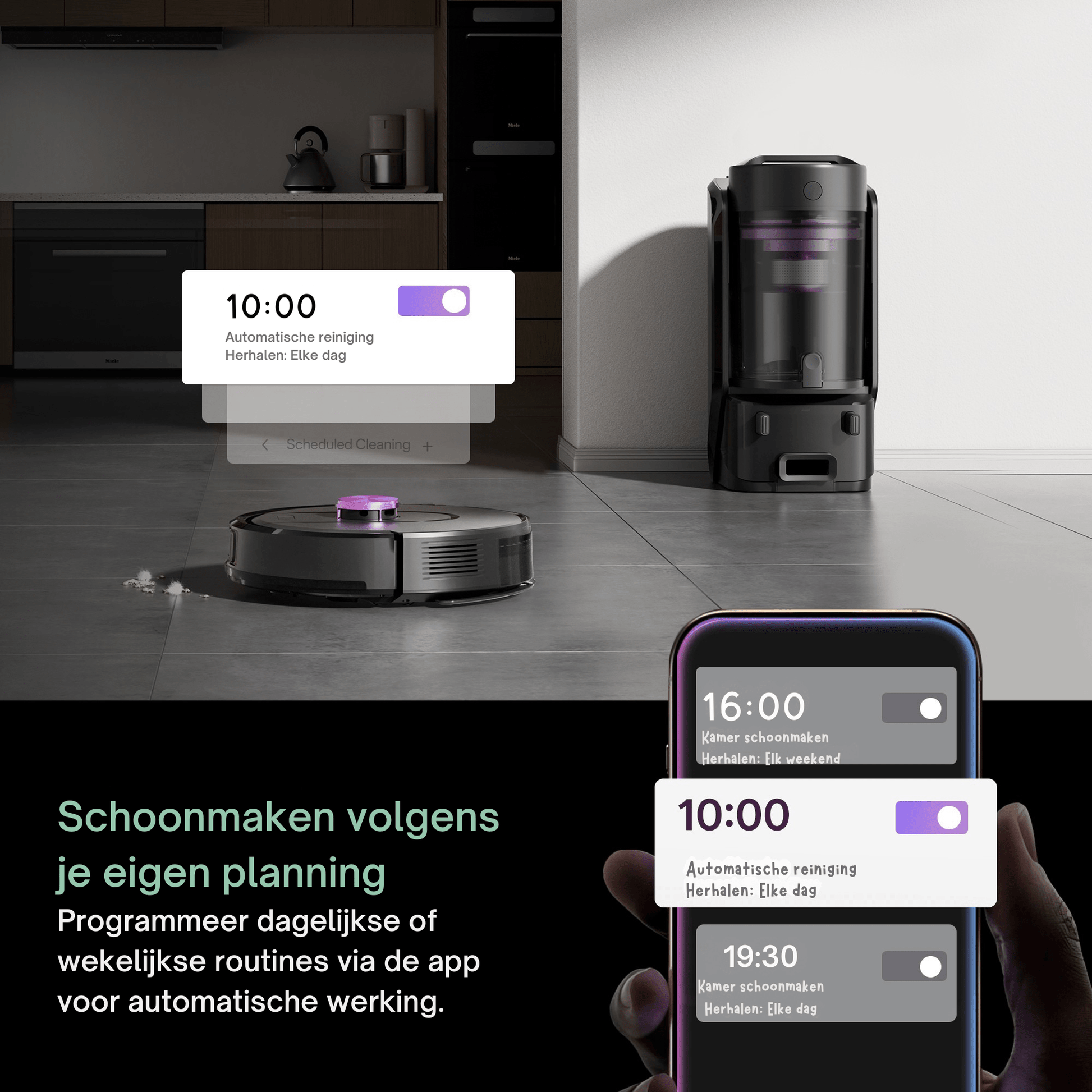 Vactidy Cleanova W15 Robot Vacuum 10000 Pa, LiDAR, Self - Empty - Robotmeester