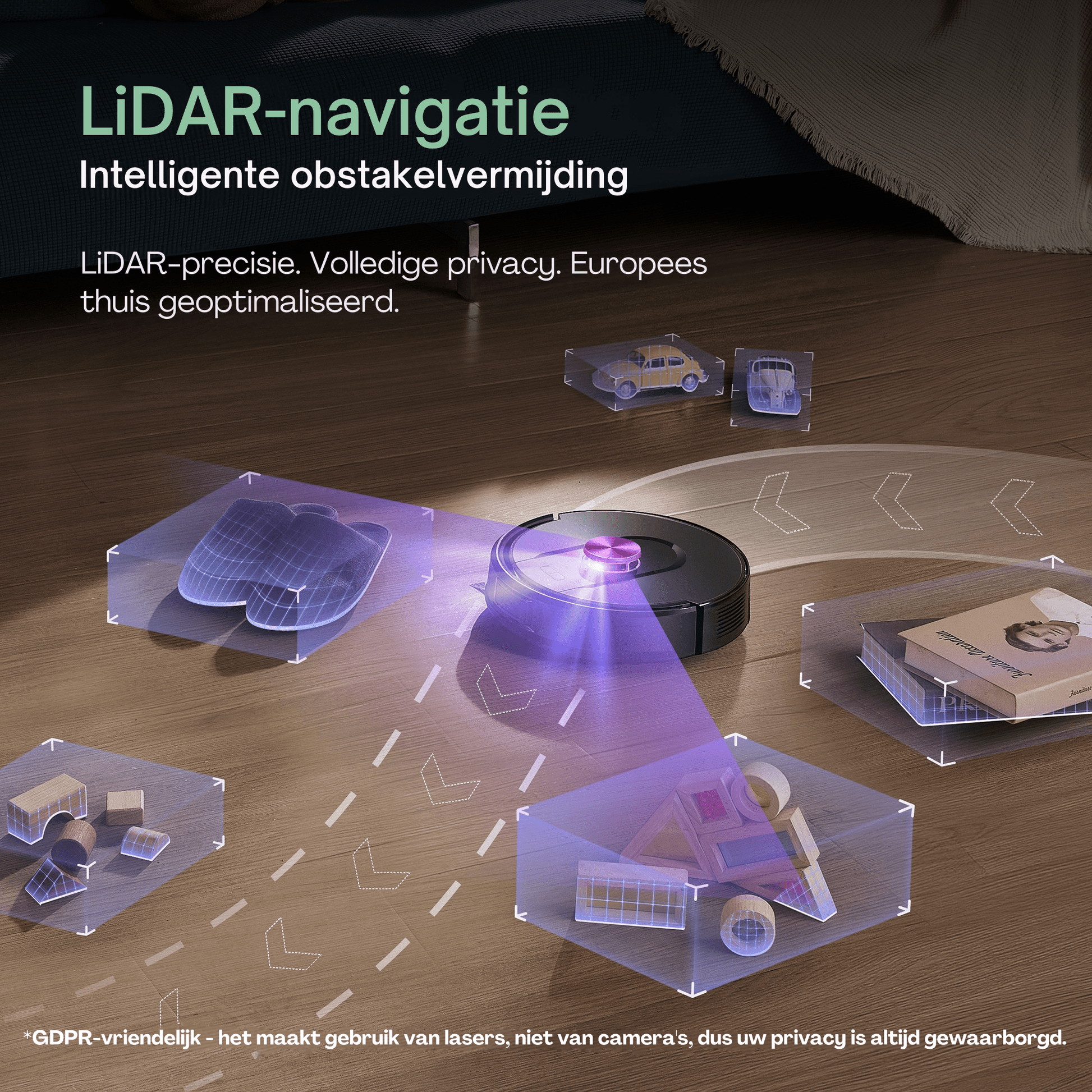 Vactidy Cleanova W15 Robot Vacuum 10000 Pa, LiDAR, Self - Empty - Robotmeester