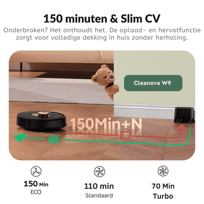 Vactidy Cleanova W9 Robot Vacuum – 9000 Pa, Smart LiDAR, Self - Empty - Robotmeester